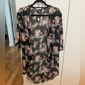 NEW floral sheer open tunic or coverup  - small